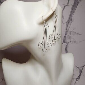 925 Silver Heart Dangle Earrings